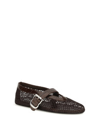 Alaïa Women Mesh And Crocodile-Print Leather Ballerinas