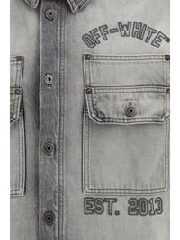 Off-White Men Diag Military Overshirt In Denim