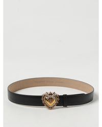 Dolce & Gabbana Heart Buckle Leather Belt Women Black