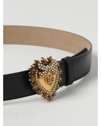 Dolce & Gabbana Heart Buckle Leather Belt Women Black
