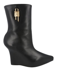 Givenchy Womens G-Lock Leather Wedge Boots Black