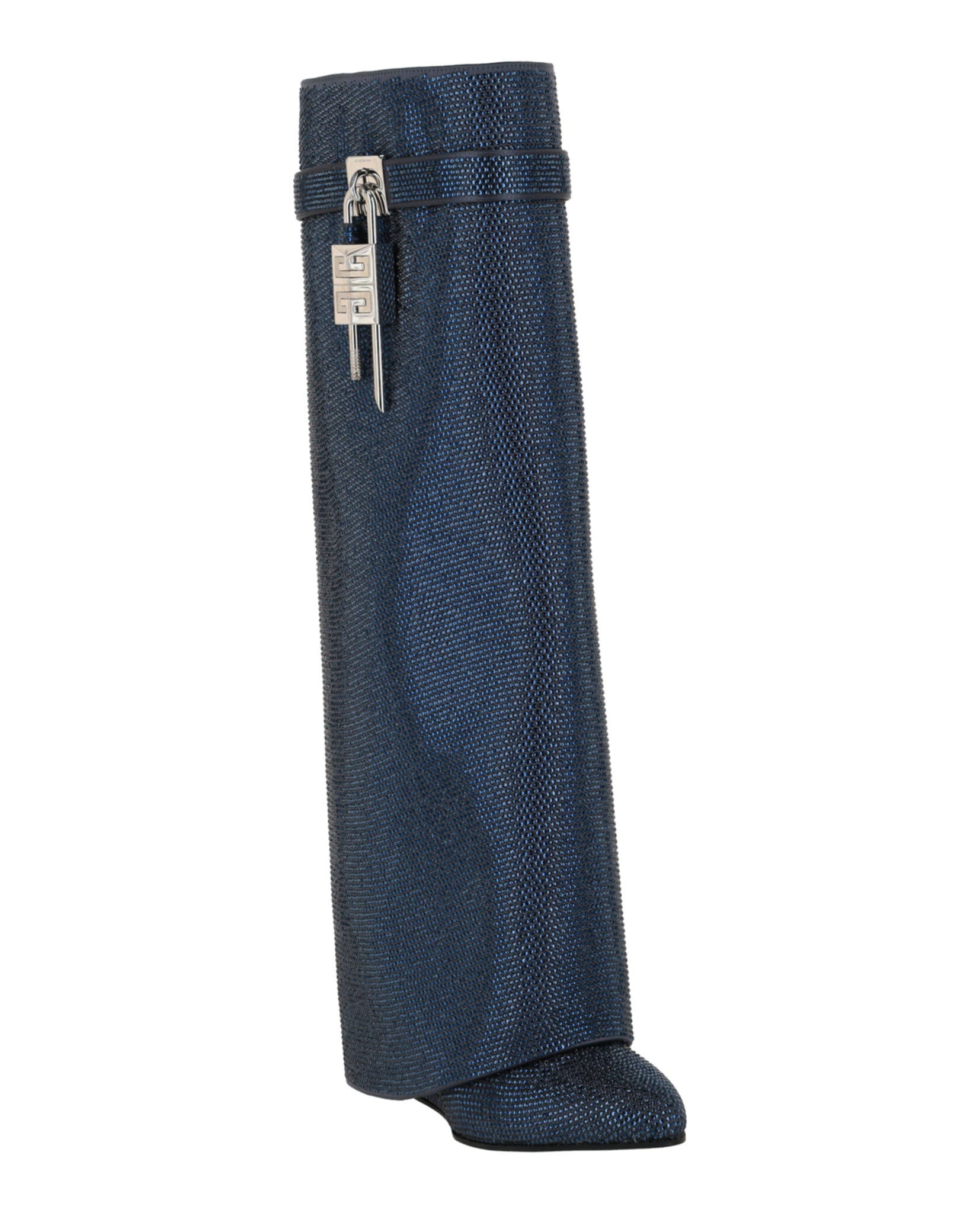 Givenchy Womens Shark Lock Wide Fit Pant Boots In Satin With Strass