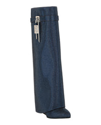 Givenchy Womens Shark Lock Wide Fit Pant Boots In Satin With Strass