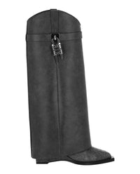 Givenchy Womens Shark Lock Cowboy Boots In Aged Leather
