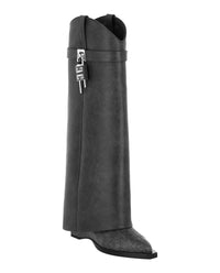 Givenchy Womens Shark Lock Cowboy Boots In Aged Leather