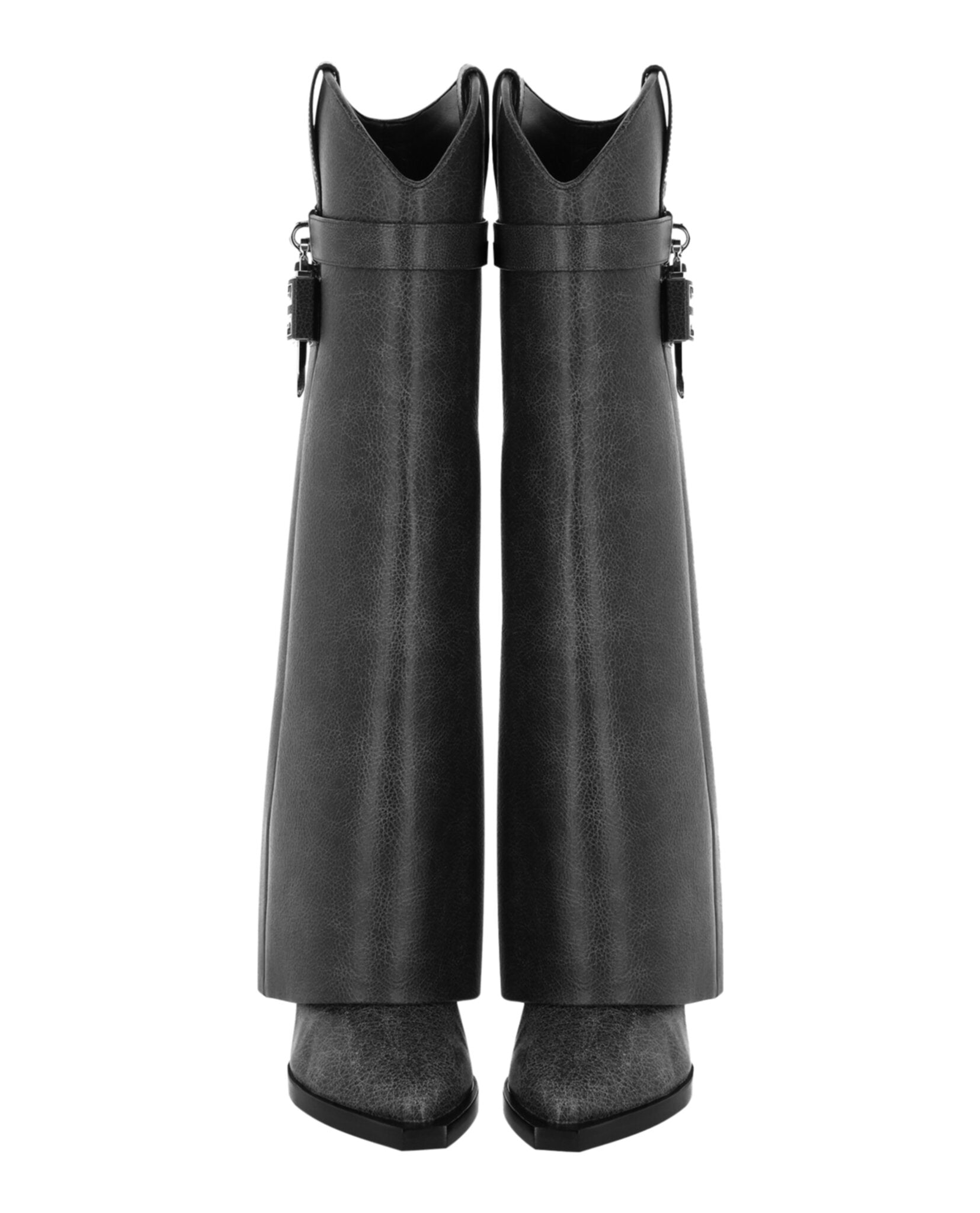 Givenchy Womens Shark Lock Cowboy Boots In Aged Leather