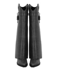 Givenchy Womens Shark Lock Cowboy Boots In Aged Leather