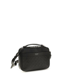FERRAGAMO Ferragamo Men Leather Crossbody Bag With Embossed Gancini Pattern