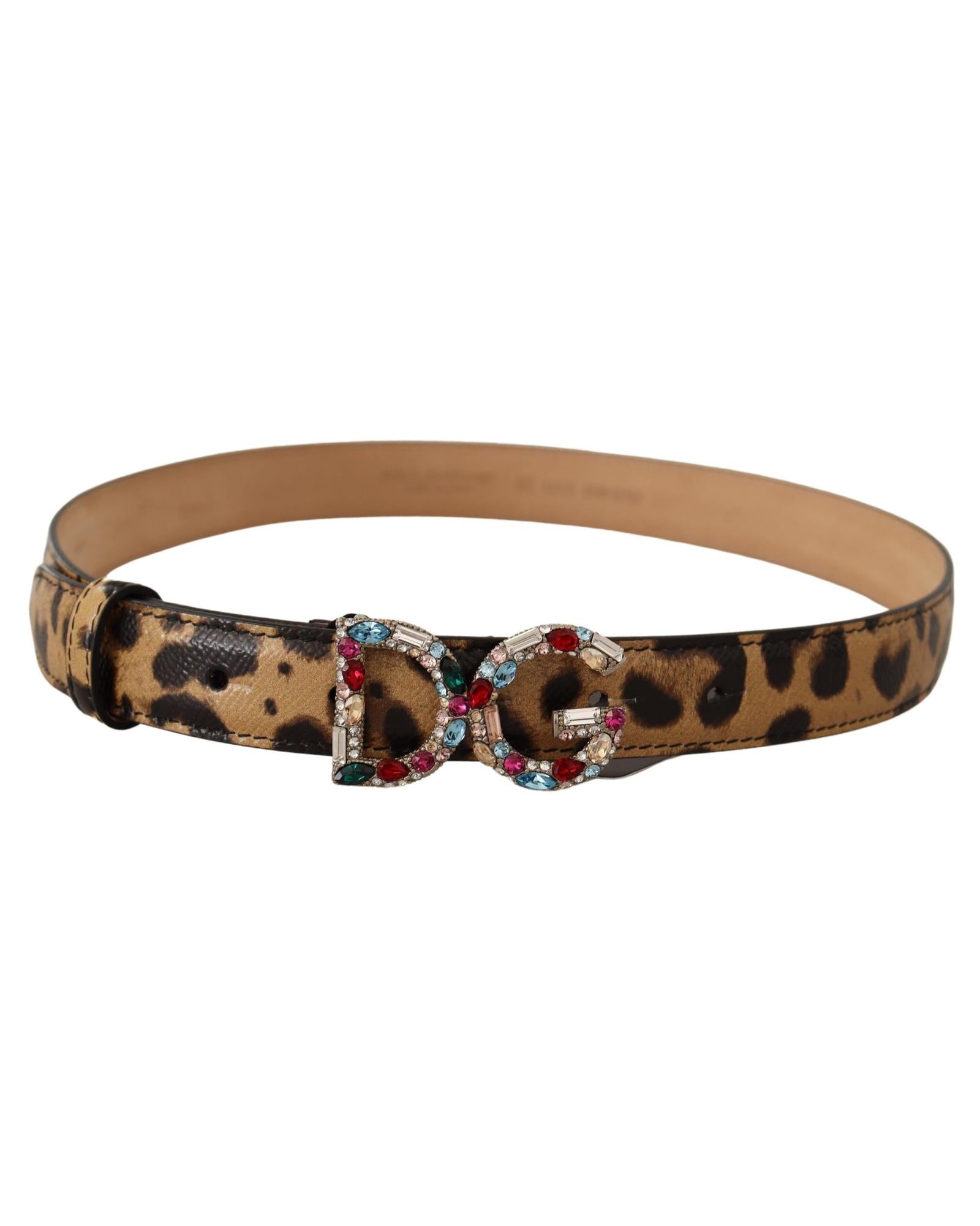 Dolce & Gabbana Leopard Crystal-Embellished Leather Belt