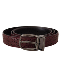 Dolce & Gabbana Reversible Leather Belt - Burgundy 95 Brown