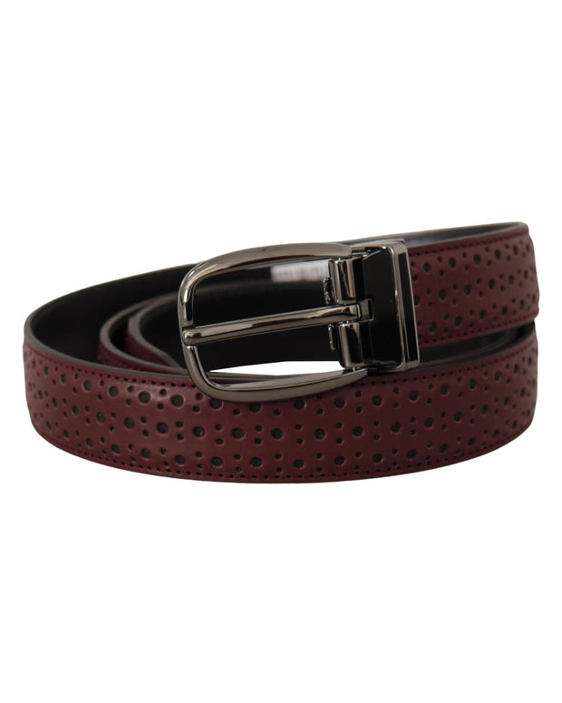 Dolce & Gabbana Eye-catching Perforated Leather Metal Buckle Belt