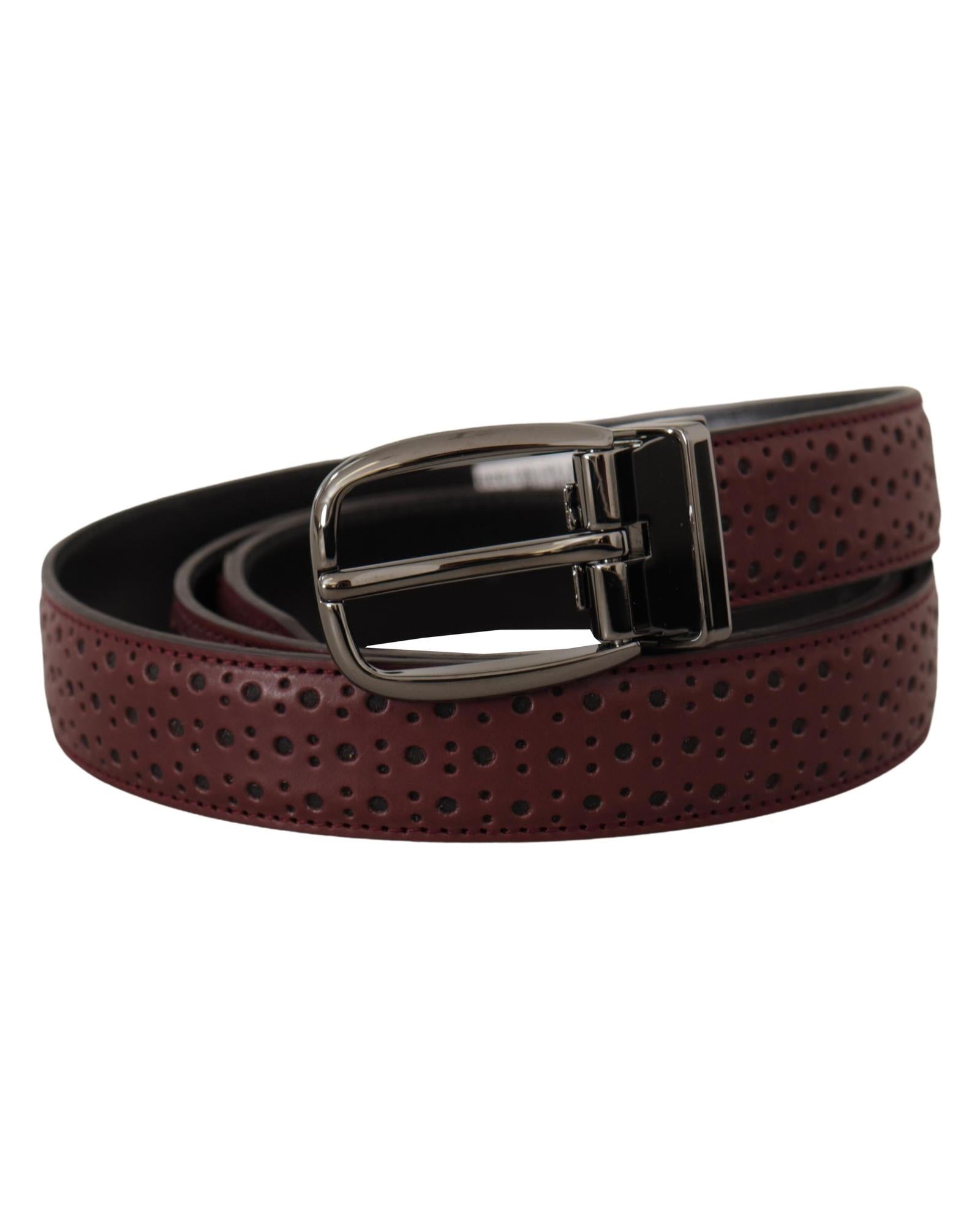 Dolce & Gabbana Reversible Leather Belt - Burgundy