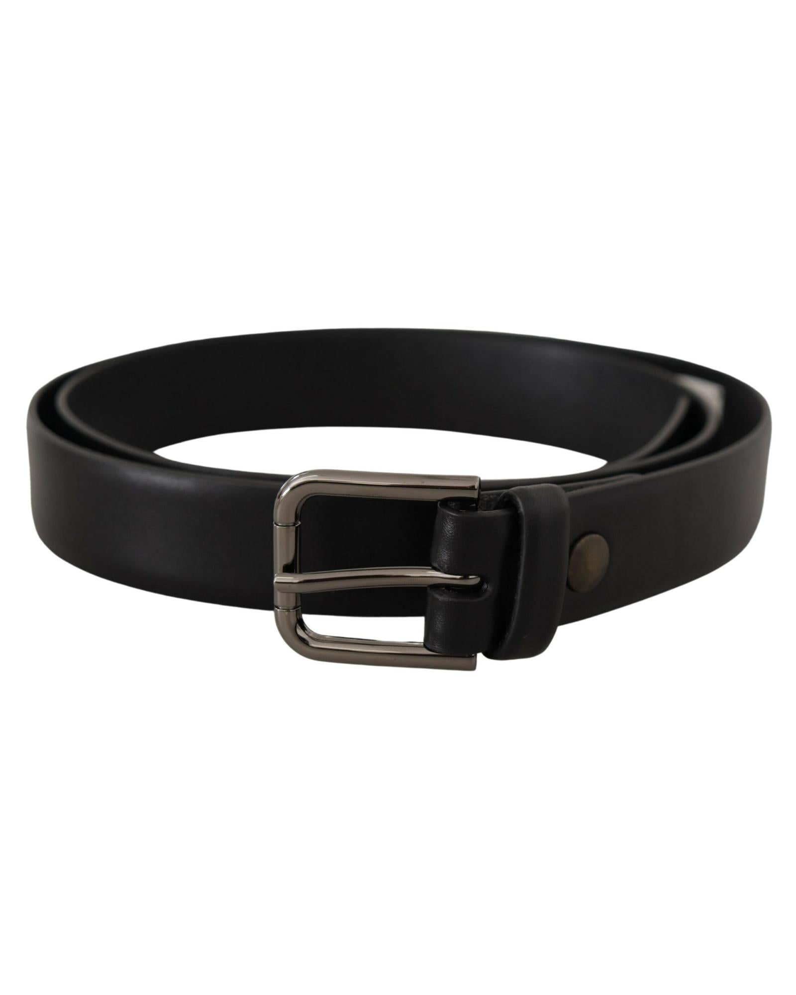 Dolce & Gabbana Black Leather Belt for Men 80 Black