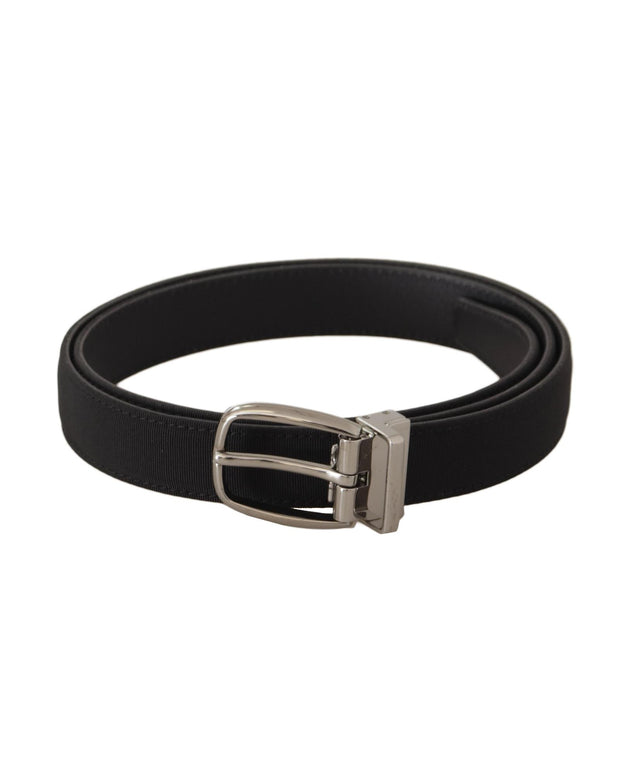 Dolce & Gabbana Canvas Silver Tone Logo Metal Belt