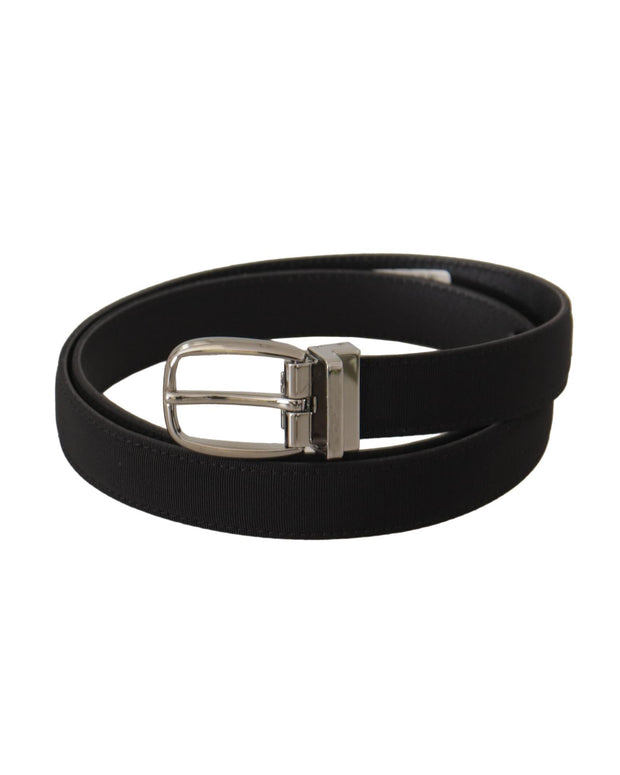 Dolce & Gabbana Canvas Silver Tone Logo Metal Belt