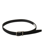 Dolce & Gabbana Canvas Silver Tone Logo Metal Belt