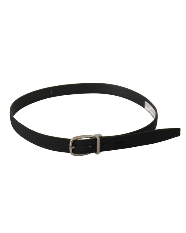 Dolce & Gabbana Canvas Silver Tone Logo Metal Belt