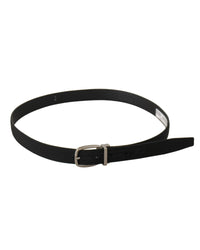 Dolce & Gabbana Canvas Silver Tone Logo Metal Belt