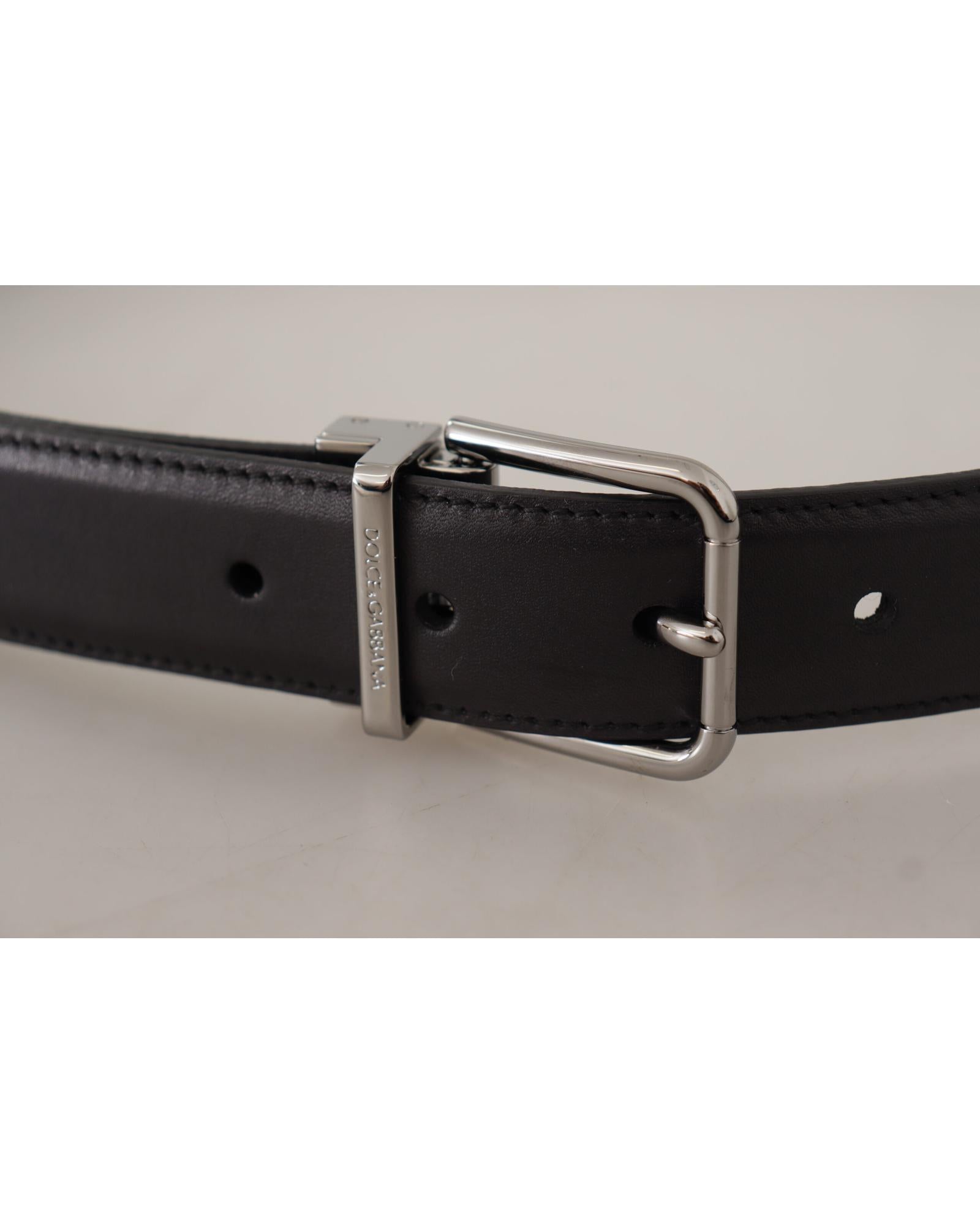 Dolce & Gabbana Canvas Silver Tone Logo Metal Belt