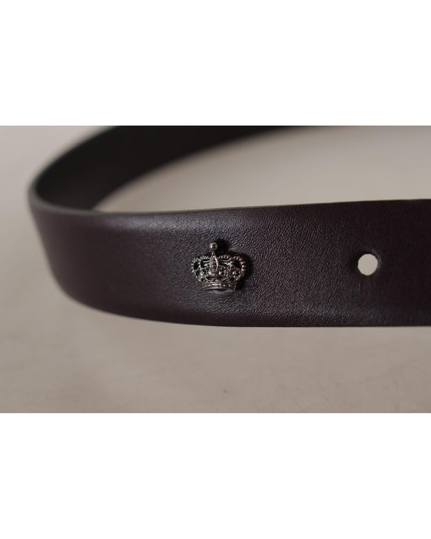 Dolce & Gabbana Purple Leather Metal Buckle Belt