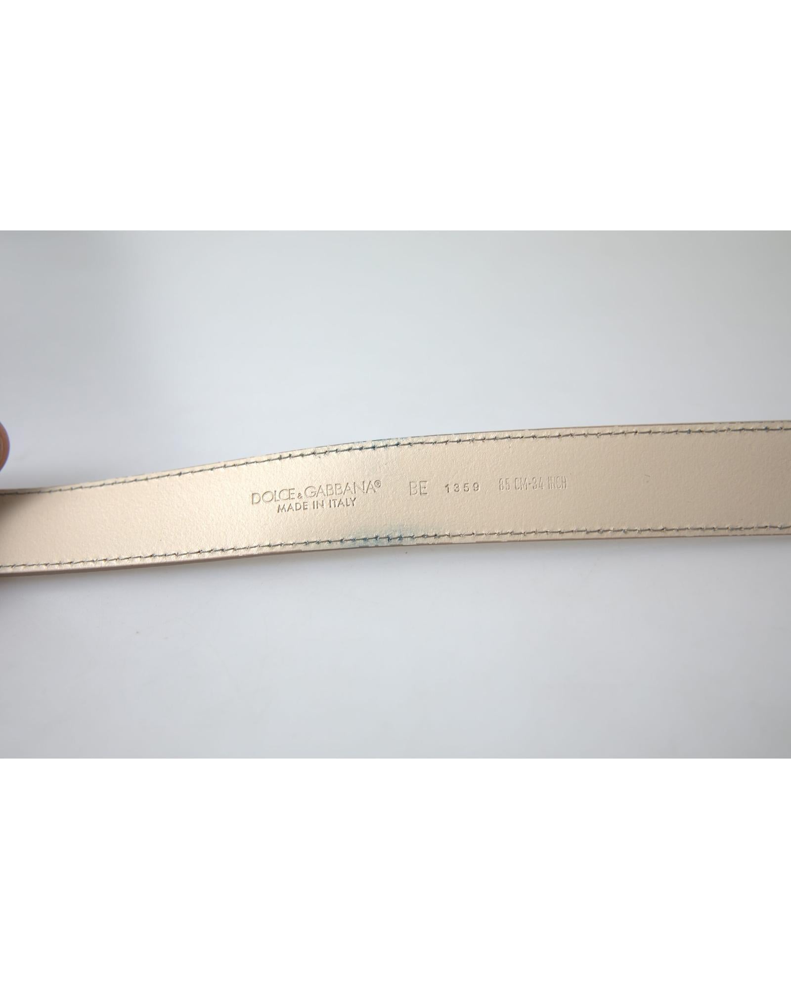 Dolce & Gabbana  Black Leather Belt with Gold Buckle