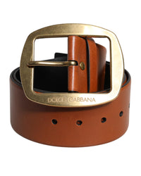 Dolce & Gabbana Leather Belt with Metal Buckle Men Brown