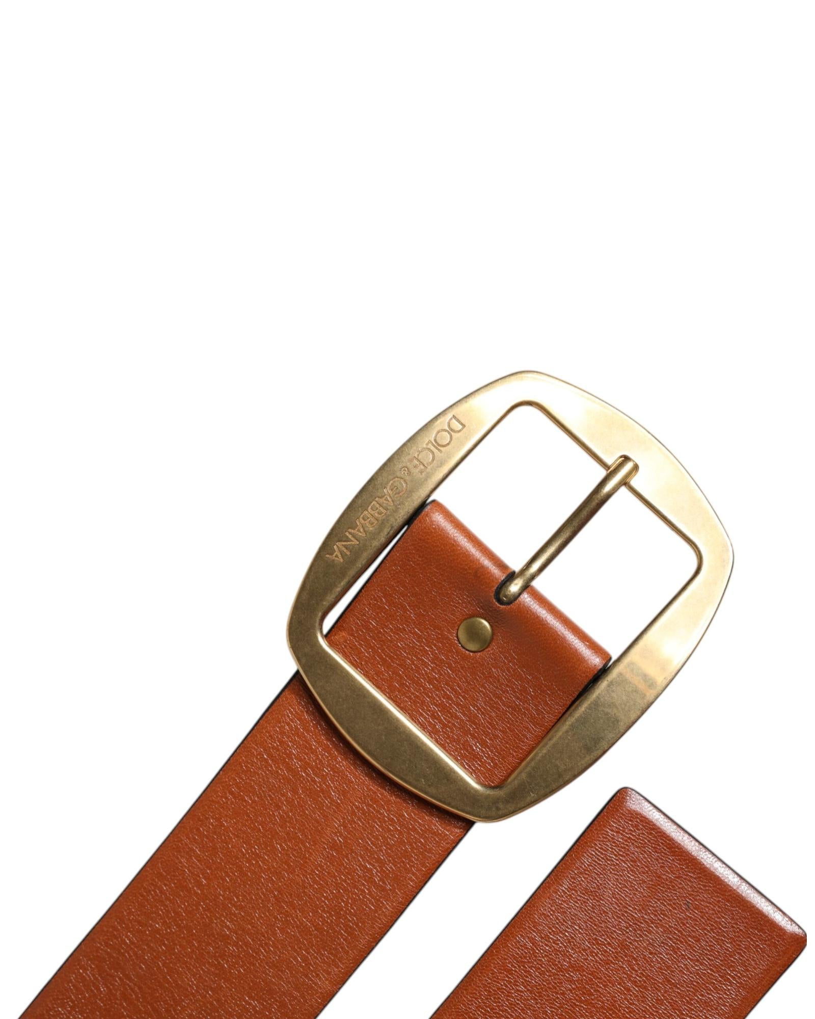 Dolce & Gabbana Leather Belt with Metal Buckle Men Brown