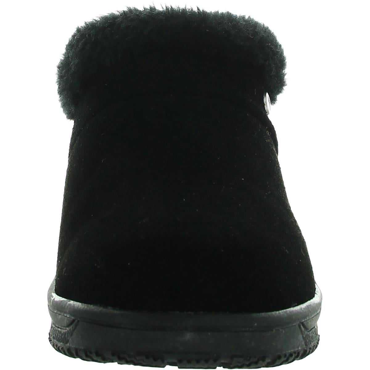 Womens Faux Fur Lined Suede Loafer Slippers