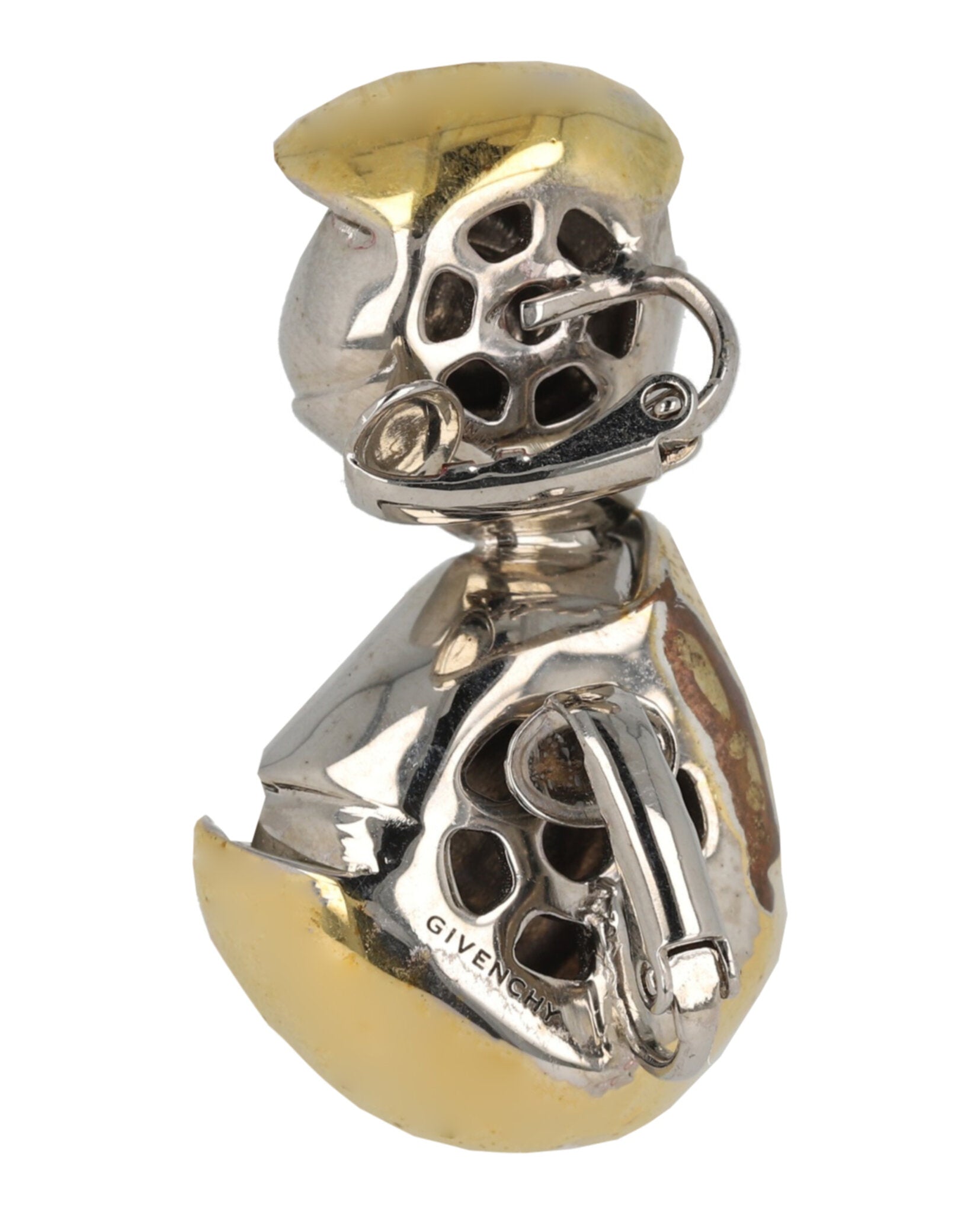 Givenchy Womens Double Flower Clip Earring In Metal With Crystals