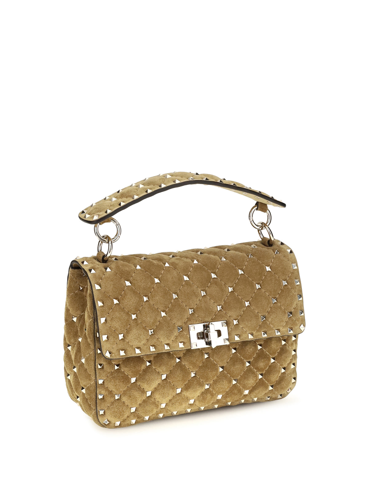 Valentino Garavani Women Medium Rockstud Spike Suede Top Handle Bag