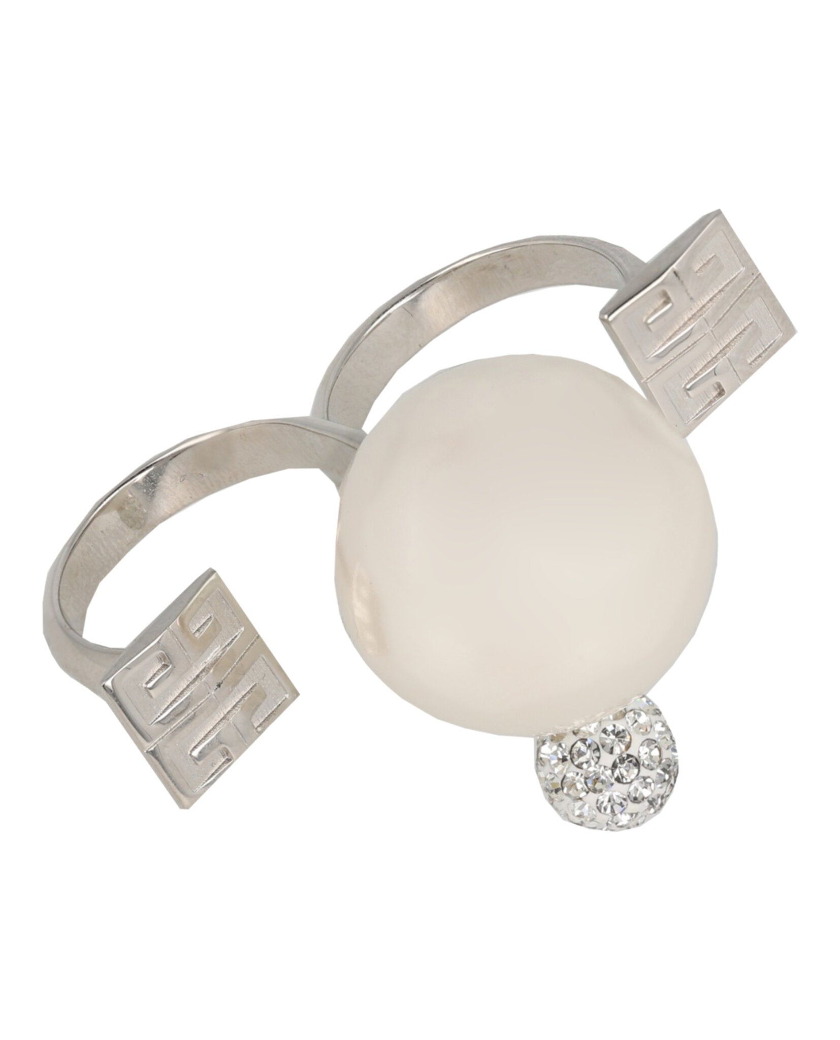 Givenchy Womens 4G Double Finger Ring With Pearl