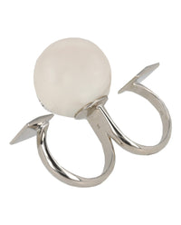 Givenchy Womens 4G Double Finger Ring With Pearl
