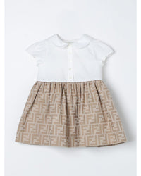 Fendi Baby FF Logo Dress Kids Beige Rompers