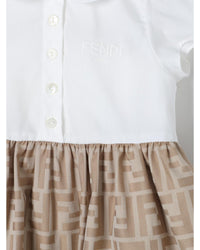 Fendi Baby FF Logo Dress Kids Beige Rompers