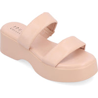 Veradie Womens Faux Leather Square Toe Platform Sandals 6.5 Medium Blush