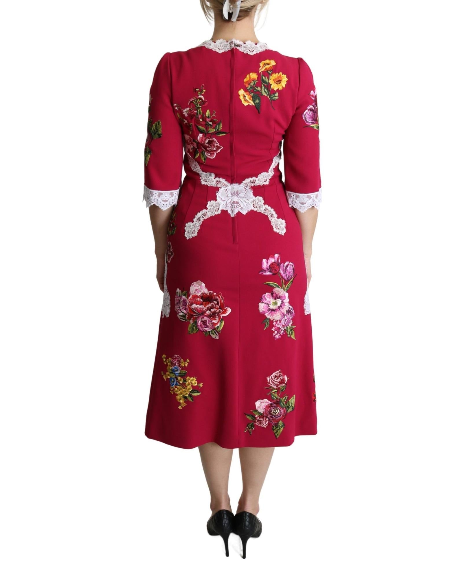 Dolce & Gabbana  Floral Print Dress with Lace Detail