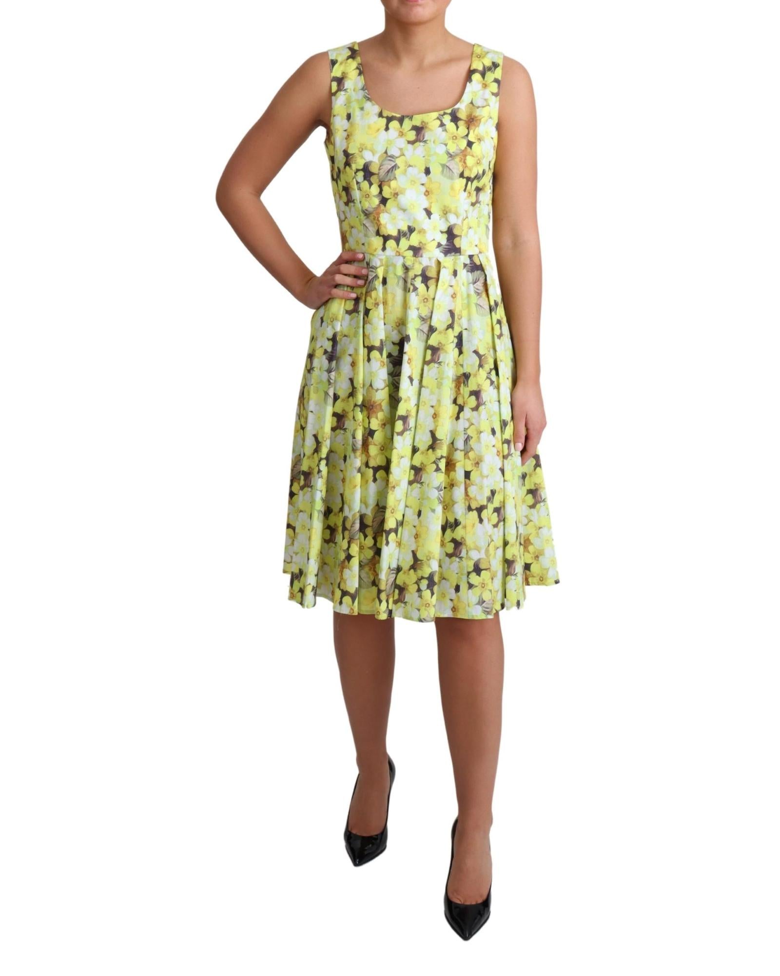 Dolce & Gabbana Yellow Floral Print A-Line Dress