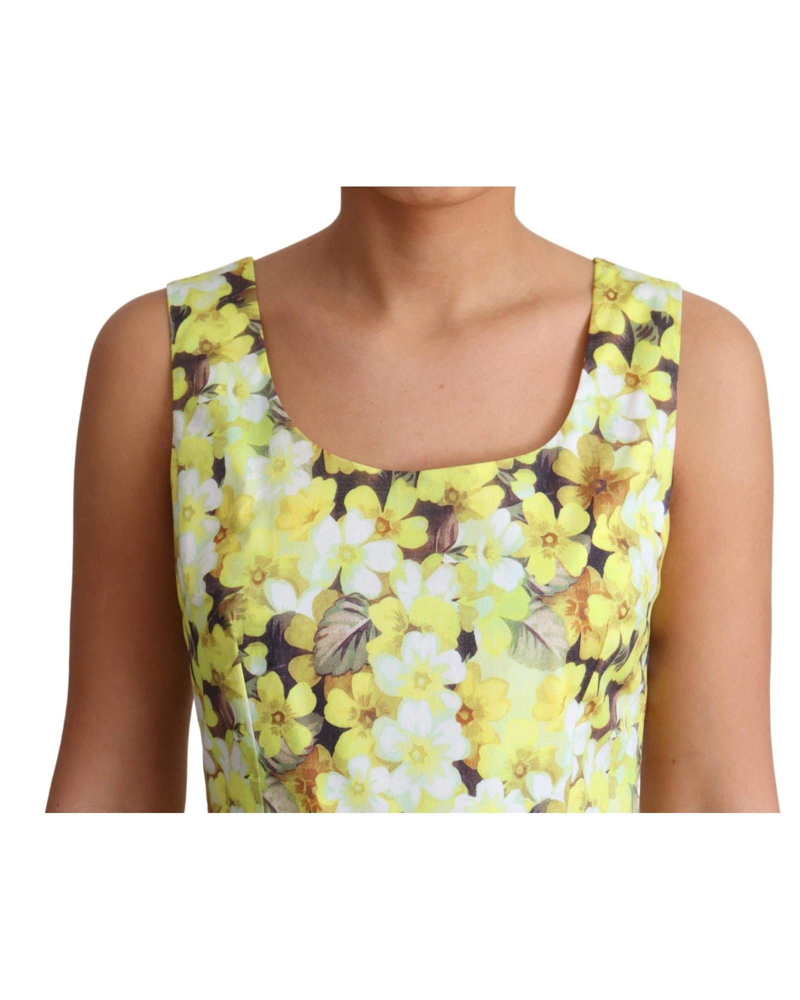 Dolce & Gabbana Yellow Floral Print A-Line Dress