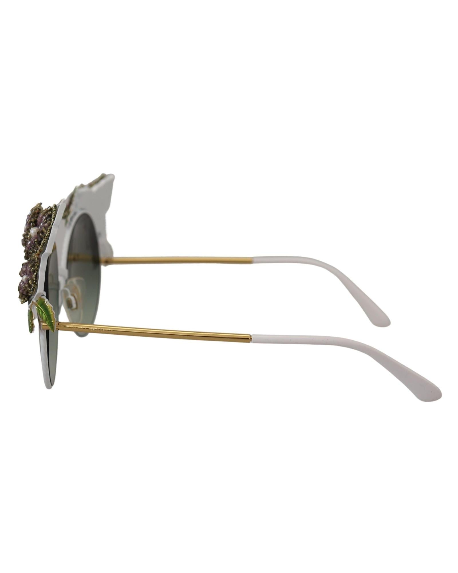 Dolce & Gabbana DG4335 Round Sunglasses for Women White Frame