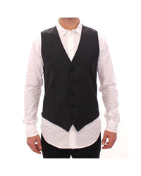 Dolce & Gabbana Men's Pinstripe Wool Vest - Black