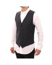 Dolce & Gabbana Men's Pinstripe Wool Vest - Black