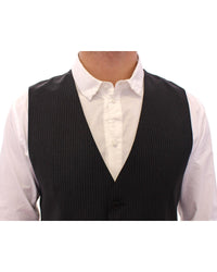 Dolce & Gabbana Men's Pinstripe Wool Vest - Black