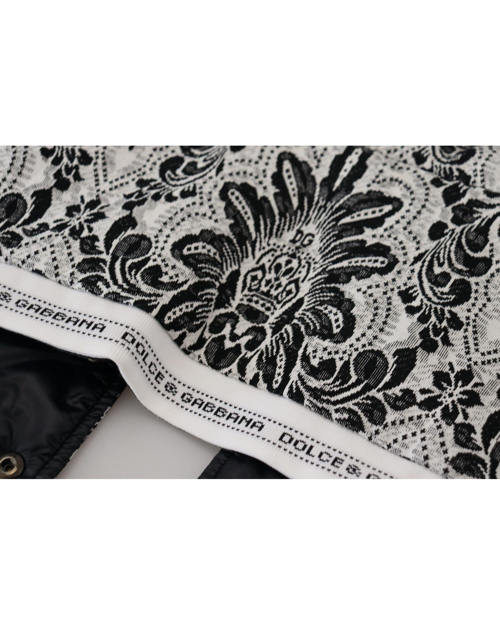 Dolce & Gabbana  BlackWhite Damask Lace Hooded Cape