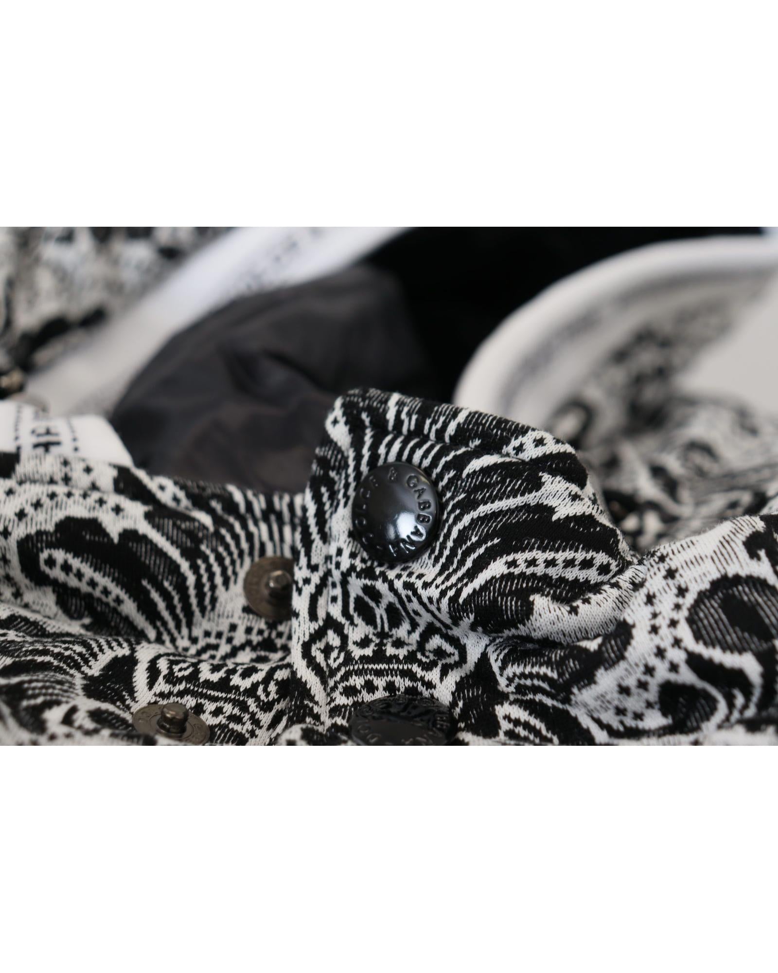 Dolce & Gabbana  BlackWhite Damask Lace Hooded Cape