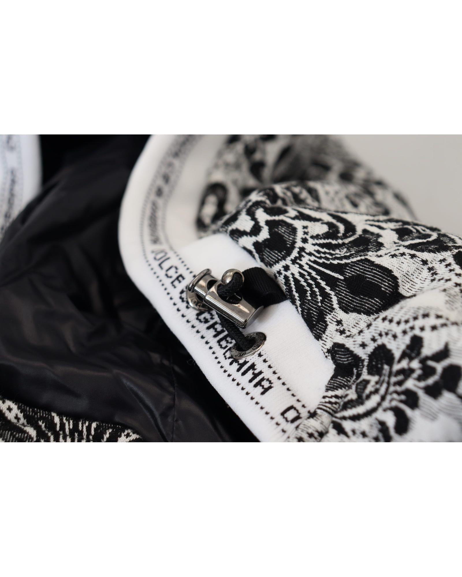 Dolce & Gabbana  BlackWhite Damask Lace Hooded Cape
