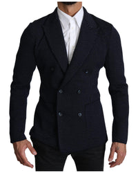 Dolce & Gabbana Dark Dotted Double Breasted Coat Blazer