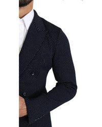 Dolce & Gabbana Dark Dotted Double Breasted Coat Blazer
