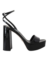 Prada Patent Leather Block Heel Sandals4