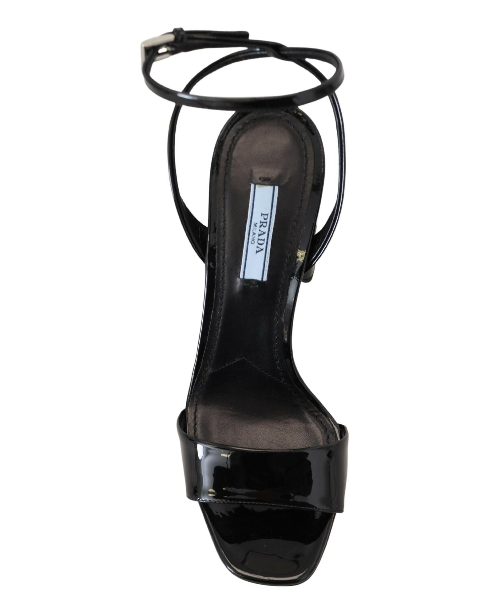 Prada Patent Leather Block Heel Sandals10