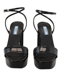 Prada Patent Leather Block Heel Sandals11